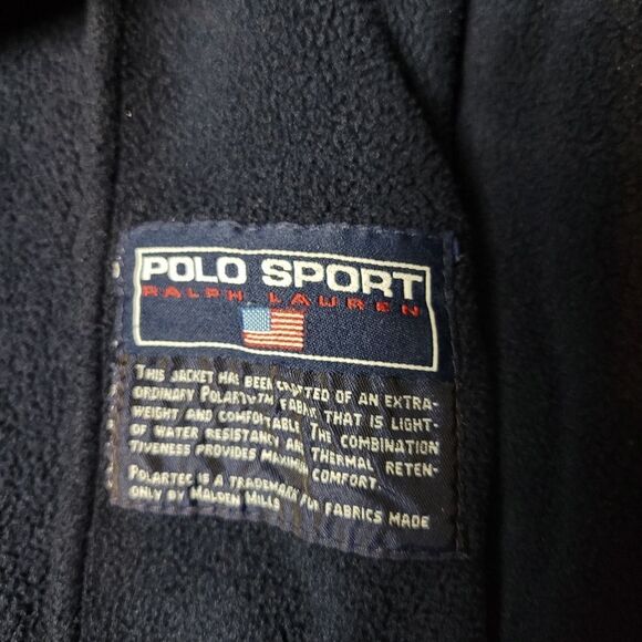 Vtg 90's Polo Ralph Lauren Sport Men's Size XL Navy Blue Fleece Bomber Jacket - Picture 9 of 9